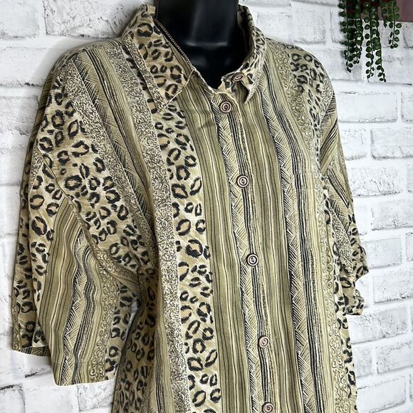 Classic Elements Vintage 90’s Bohemian Safari Boho Button Down Shirt Size 24W - Picture 2 of 4